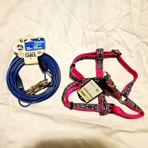 Dog harness & tie-out cable